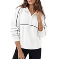 thumbnail image 2 of Dwellite Sweatshirts for Womens Quarter Zip Oversized Sweatshirts 2026 Trendy Long Sleeve Pullover Tops Y2k Fall Shirts White 2XL, 2 of 8
