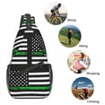 thumbnail image 5 of Men Women Thin Green Line America Flag Sling Crossbody Chest Bag Backpack with Convertible Shoulder Strap, 5 of 6