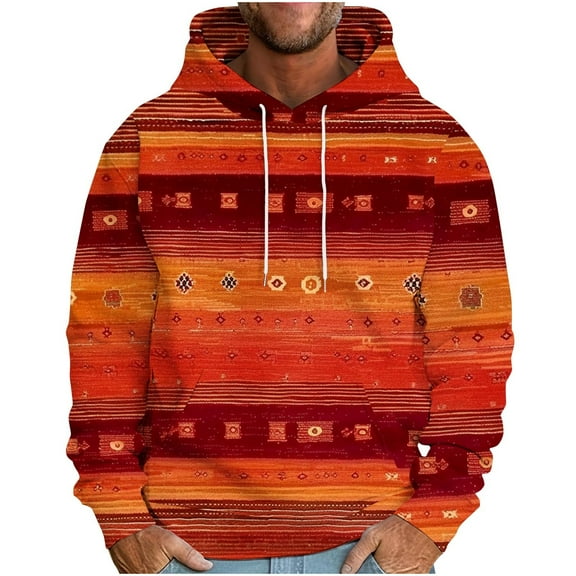 VBTAPA Mens Vintage Cowboy Hoodie Western Aztec Printed Hooded Sweatshirt Ethnic Style Oversized Drop Shoulder Hoodie Drawstring Pullover Sweatshirts with Pocket Limited Time Deal Red XXL