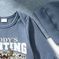 thumbnail image 6 of Splozh Baby Boy Newborn Clothes Baby Boy Long Sleeve Ribbed Romper with Knotted Hat Set Infant Jumpsuit Fall 2 Piece Outfit 0-18 Months Newborn Romper Baby Boy,Blue,12-18 Months, 6 of 7