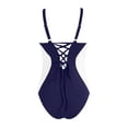 thumbnail image 5 of idosla Women Athletic One Piece Swimsuits Sporty Racerback Bathing Suits Full Coverage Modest Swimwear (Navy, XXL), 5 of 8
