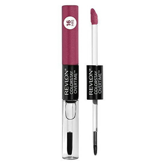 Liquid Lipstick with Clear Lip Gloss by Revlon, ColorStay Face Makeup, Overtime Lipcolor, Dual Ended with Vitamin E in Pink, Infinite Raspberry (005), 0.07 Oz