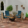 thumbnail image 3 of Jordan Manufacturing 45" x 22" Celosia Legion Blue Crosshatch Rectangular Outdoor Chair Cushion with Ties and Hanger Loop, 3 of 13