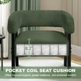 thumbnail image 4 of Brezey Corduroy Barrel Accent Chair Set of 2, Modern Upholstered Armchair with Solid Wood Legs, Cozy Leisure Chair with Pocket Coiled Seat for Living Room, Bedroom, Reading Nook， Dark Green, 4 of 18