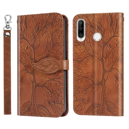 For Huawei P30 Lite Life of Tree Embossing Pattern Horizontal Flip Leather Case with Holder & Card