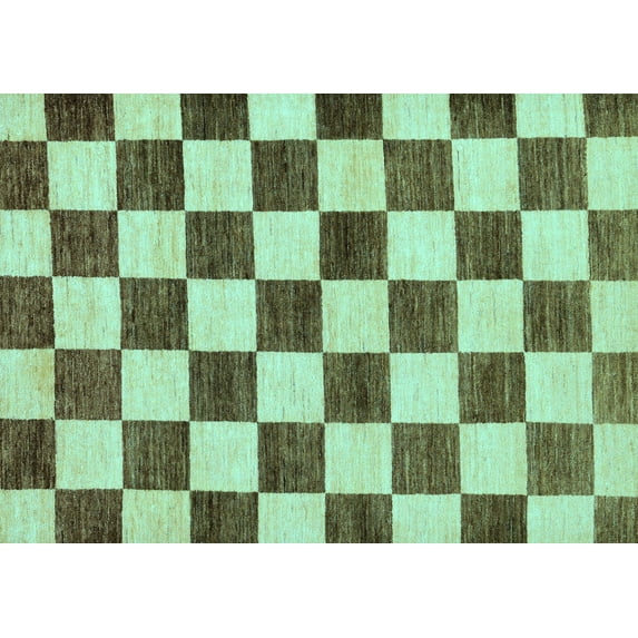 Ahgly Company Indoor Rectangle Checkered Light Blue Modern Area Rugs, 6' x 9'