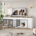 thumbnail image 3 of Homfa Dog Crate with Storage Cabinet and 2 Drawers, Indoor Furniture Style Wooden Large Dog Kennel, White, 3 of 8