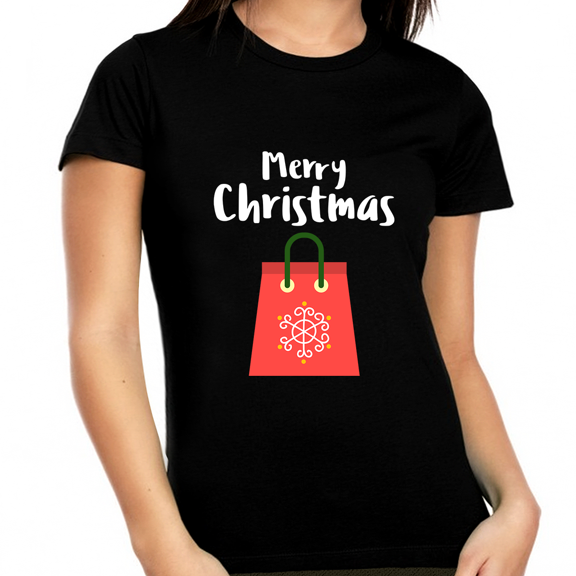 Christmas Shopping Plus Size Christmas Shirt Cute Christmas Shirts for Women Plus Size Womens Christmas PJs