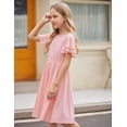 thumbnail image 4 of Arshiner Girl's Casual Dress Summer Scoop Neck Short Sleeve Flowy A-Line Dress, 4 of 7