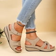 thumbnail image 5 of Hook and Loop Fastener Walking Sandals Women Strap Wedge Sandals for Sandals Women Dressy Summer Women Ladies Girls Comfortable Arch Support Sandals for Women Wedges Sandals Causal Shoes, 5 of 8