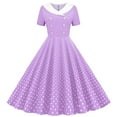 thumbnail image 1 of Dvprdro Robe de Bal pour Femme Invitée de Mariage Mode Vintage à Pois Imprimée Manches Courtes Ligne A Évasée Cocktail Fête Robe Midi, 1 of 5