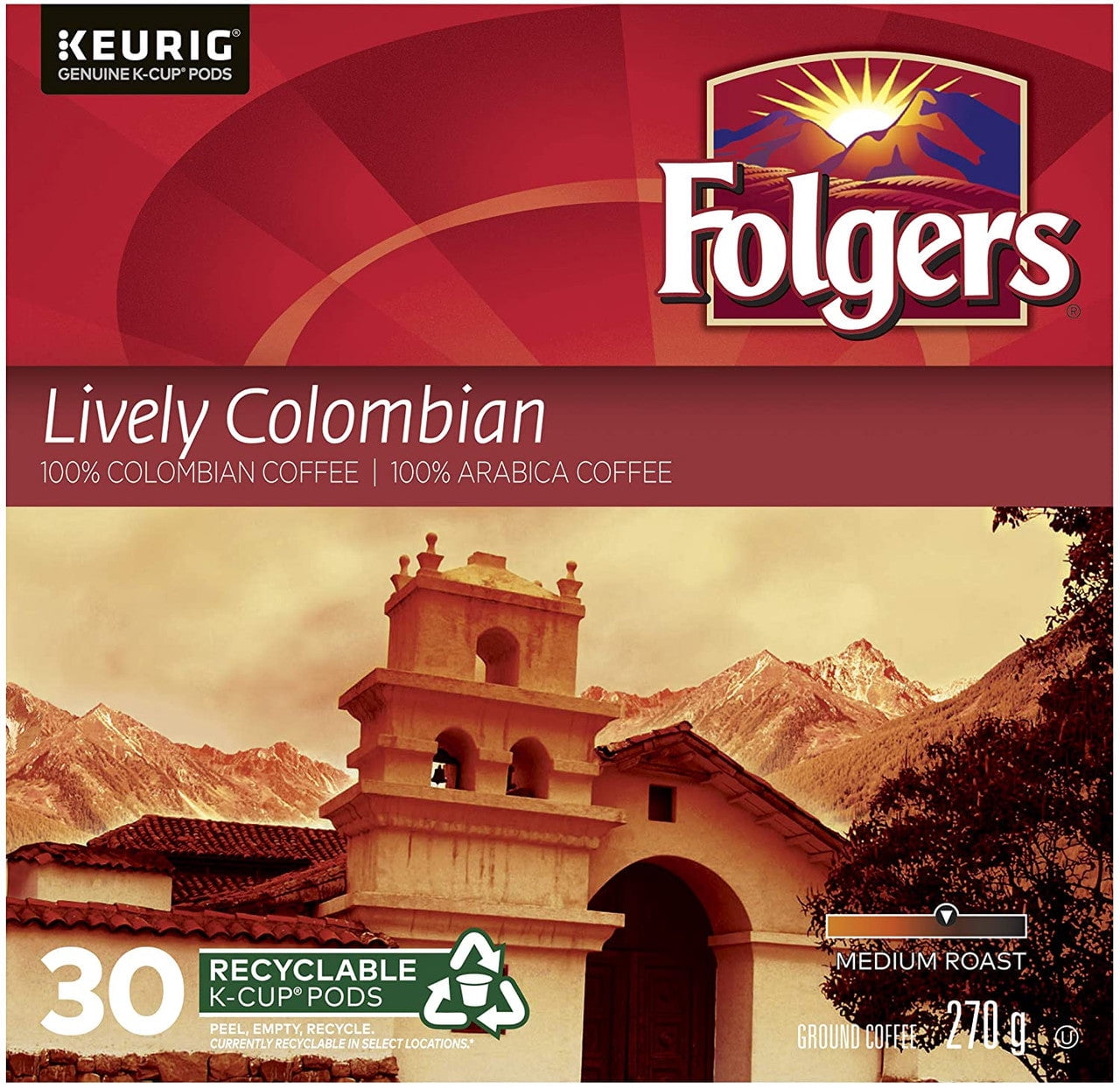 Folgers Lively Colombian K-Cup Coffee Pods 30 Count