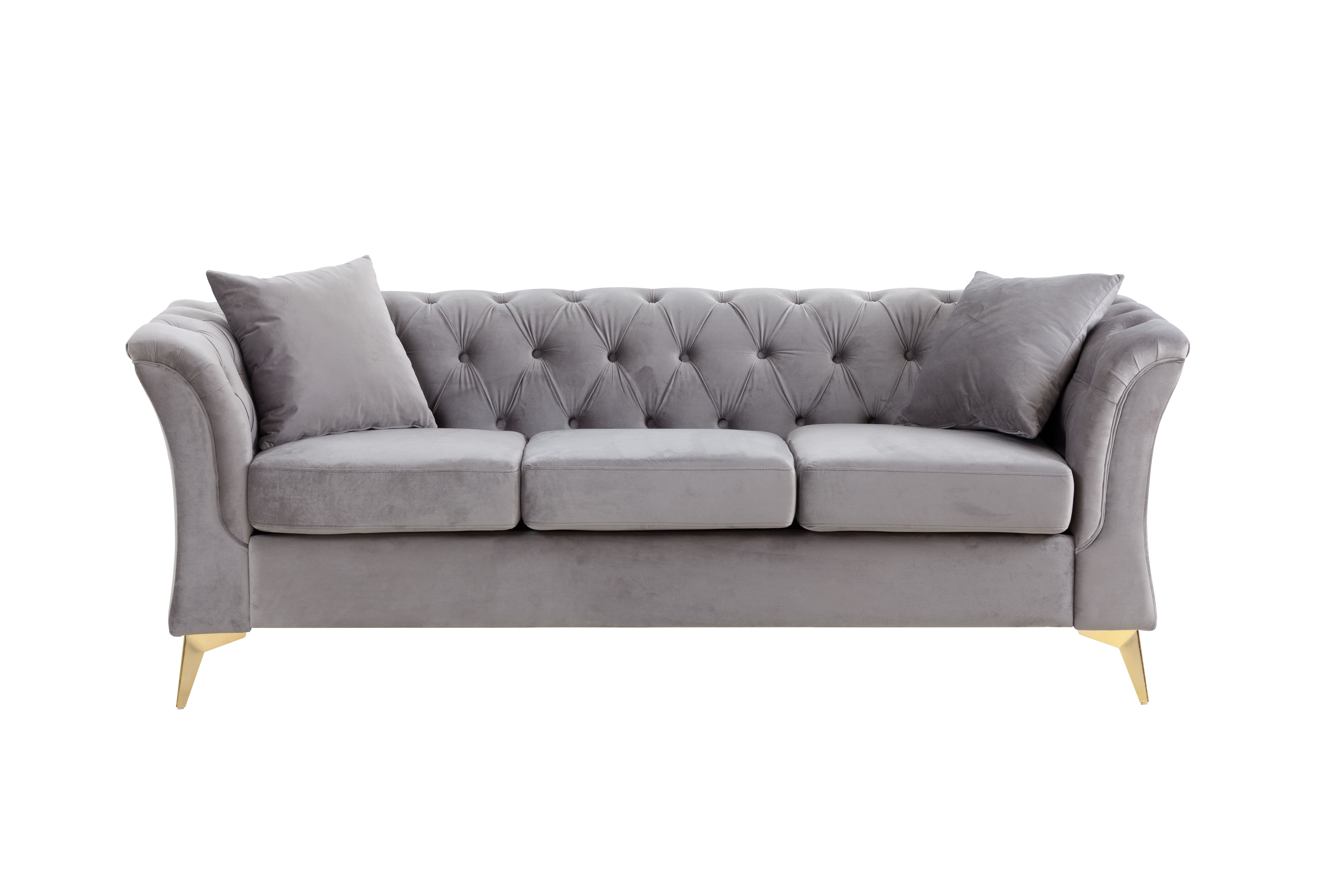 Modern Chesterfield Curved Sofa Tufted Velvet Couch 3 Seat Button Tufed ...