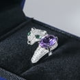 thumbnail image 3 of Adjustable Leopard Head Ring, Sterling Silver Amethyst & Cubic Zirconia Animal Jewelry, Panther Ring Gift for Women (Adjustable Size), 3 of 4