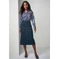 thumbnail image 3 of Jessica London Women's Plus Size True Fit Button-Front Midi Skirt, 3 of 3