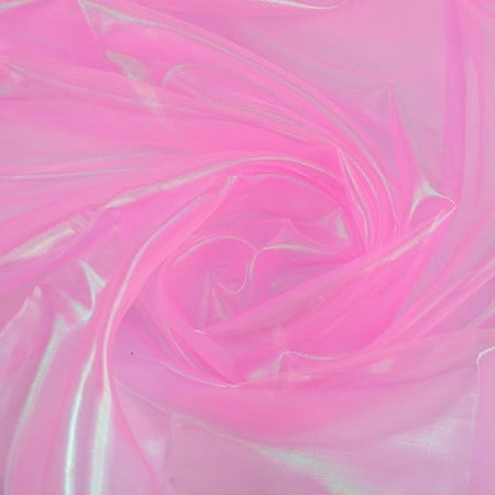 NAMZI 3.3Yard x 59in Magic Laser Holographic Fabric Iridescent Sequin Gradient Organza Lace Ideal for Wedding Photography Backdrops Party DIY Supplies Pink
