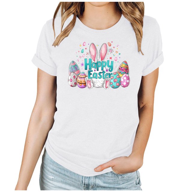 Mujeres Manga Corta de Verano Tops Día de San Valentín Impreso Cuello Redondo, Camisa de Moda Casual Blusa