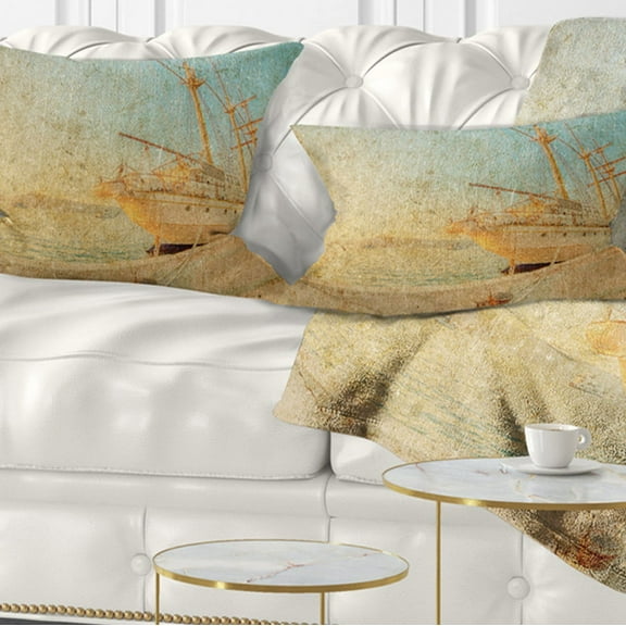 Designart 12" x 20" Blue Polyester Throw Pillow