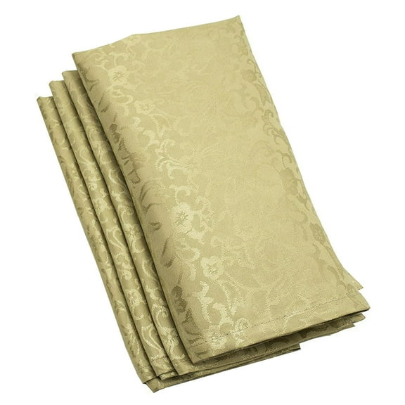 Fennco Styles Gold Printed Holiday Christmas Cloth Napkins 18"W X 18"L, Set of 12