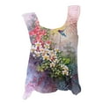 thumbnail image 4 of qILAKOG Women's Summer Flower Print Leopard Petal Elastic Shoulder Straps Tank Tops Loose Square Neck Jacquard Sleeveless Vest Shirts Casual Suspenders Cotton Basic Tunic Plus Size Blouse Pullover, 4 of 6