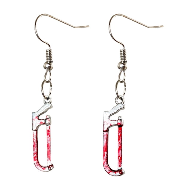Pendientes de tijeras para mujer y niña con estampado gótico de sangre, pendientes de tijeras para fiesta de Halloween, pendientes de terror