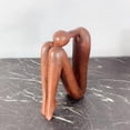 thumbnail image 3 of Figura de personaje humano, estatua de mesa, decoración, artesanía abstracta marrón, 3 of 8