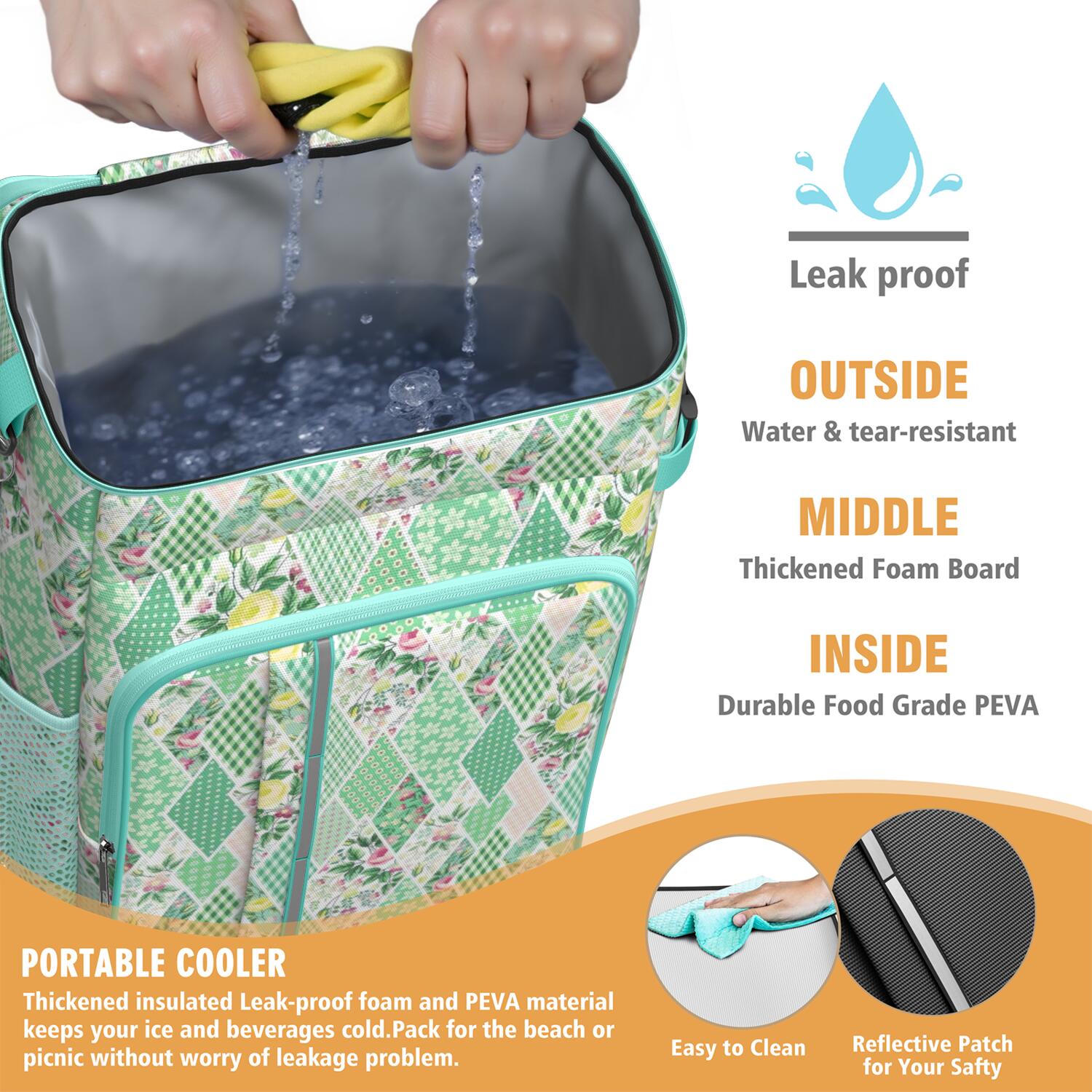 Travel Cooler Bag - Pioneer Flower Camping Beer Cooler Backpack with Bottle Opener- Waterproof Insulated Picnic Backpacks - Cooler Bag for Beach