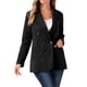 thumbnail image 4 of Blazer de ante sintético Inspire Chic para mujer, chaqueta de traje de doble botonadura con solapa, talla XS, color negro, 4 of 6