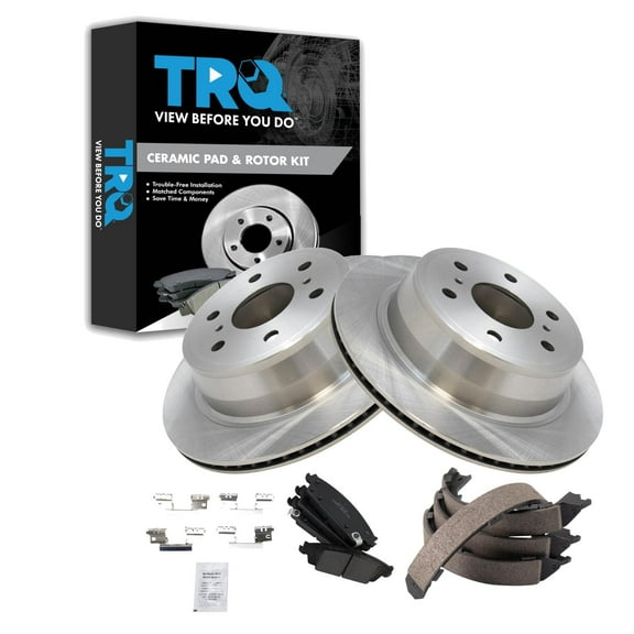 TRQ Rear Brake Pad & Rotor Kit Fits Select 15-16 Cadillac 14-19 Chevrolet GMC