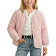 thumbnail image 2 of KyCheLot Boys Girls Button Jacket Crew Neck Solid Color Long Sleeve Clothes Kids Lightweight Travel Winter Coats, 2 of 6