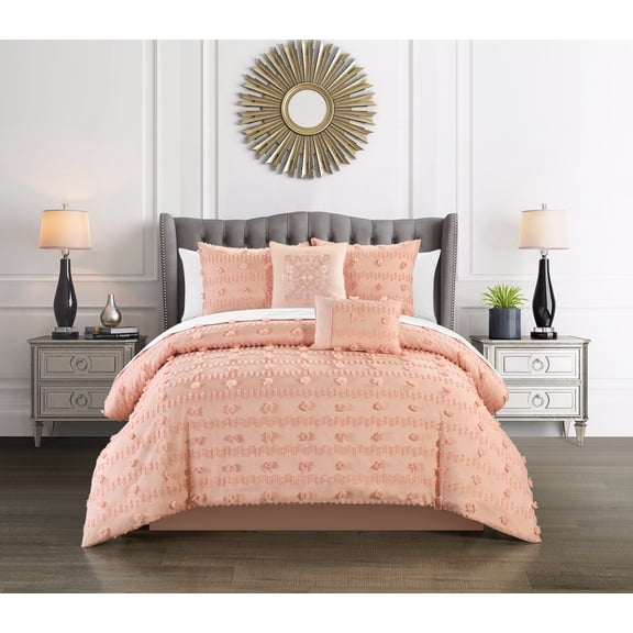 Chic Home Atisa 9-Piece Knot Stitched Comforter Set, Queen, Blush