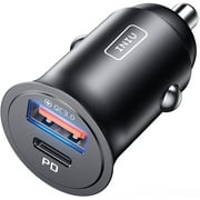 Car Charger, INIU 2-Port Total 60W QC3.0 5A PD Fast charge USB C Car Charger, All-Metal Mini [USB C+USB A] Car Adapter