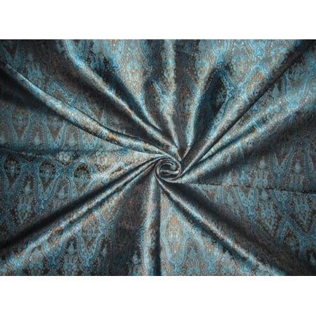 SILK BROCADE FABRIC Blue, Brown Black colour 44quot; wide BRO135[6]
