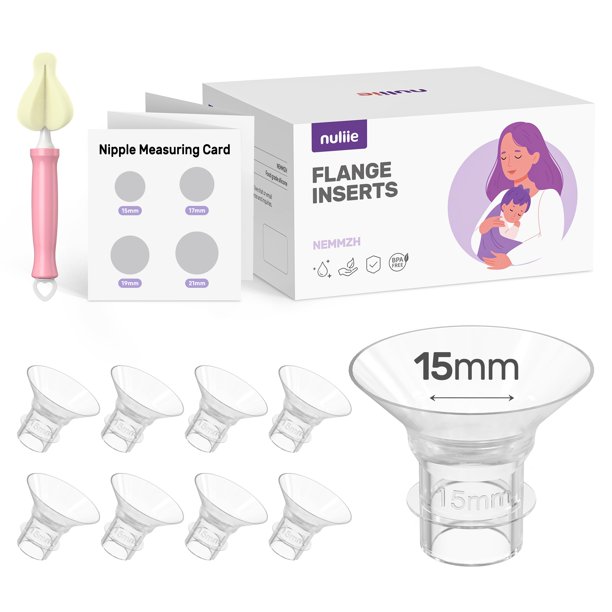 Insertos de brida para extractor de leche Nuliie de 15 mm para brida de 24 mm, 8 piezas