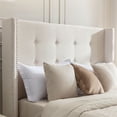 thumbnail image 3 of Miniyam Queen Size Wingback Contemporary Platform Bed, Beige, 3 of 7