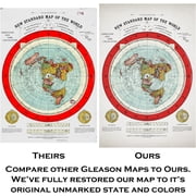 Flat Earth Map - 1894 Gleason Map New Standard Map Of The World - 24 x 36 Flat World Poster - Includes eBook - Zetetic Astronomy by Samuel Rowbotham