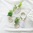thumbnail image 5 of And Natural Wood Table Napkin Rings With Artificial Green Plants Small round Dining Table Set for 4 Modern, 5 of 5