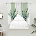 thumbnail image 4 of Sage Green Eucalyptus Leaves Kitchen Window Curtains, Swag Curtains Valance for Bedroom Living Room Bathroom, Farmhouse Stripe Botanical Rod Pocket Window Curtain Block Drapes 2 Panels 28"x36", 4 of 8