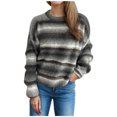 thumbnail image 2 of Jjayotai Women's Sweaters Clearance, Casual Long Sleeve Crewneck Color Block Patchwork Pullover Knit Sweater Tops Gray L, 2 of 7