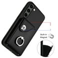 thumbnail image 5 of Wallet Case Compatible for Samsung Galaxy S22 with Card Holder, Rotation Finger Ring Kickstand Card Slots Case, Classic PU Leather Shockproof Magnetic Button Cover for Galaxy S22, Black, 5 of 8