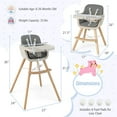 thumbnail image 3 of Babyjoy Chaise Haute en Bois 3 en 1 Convertible pour Tout-Petit, Chaise d'Alimentation avec Coussin, Gris Foncé, 3 of 8