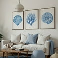 thumbnail image 3 of Set of 3 Frameless Blue Summer Coastal Wall Art Poster Canvas Print Minimalist Watercolor Coral Nautilus Shell Boho Nautical Art Painting for Dorm,Living Room,Bedroom,Modern Home Decoration,Beach Ho, 3 of 4