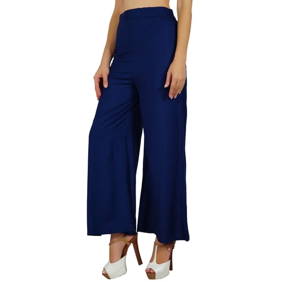 Bimba Womens Rayon Palazzo Pants Back Elastic Waist Full-Length Pajamas