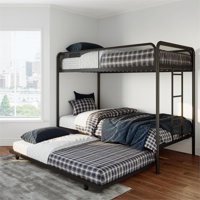 DHP Triple Twin Bunk Bed in Black Metal