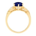 thumbnail image 2 of 1.72 ct Round Cut Simulated Tanzanite 3 Stone 14K Yellow Gold Womens Engagement Ring, 2 of 5