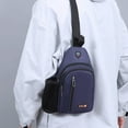 thumbnail image 2 of Small Sling Bag, Crossbody Chest Shoulder Bag, Water Resistant Travel Purse with Earphone Hole, Adjustable One Strap, Lightweight Durable Cloth, Fits 7.9 Inch Tablet, Black Dark Blue Brown, 2 of 8