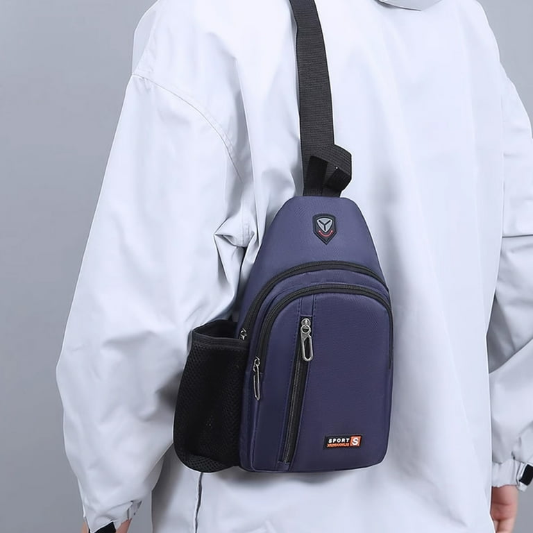 YOLOKE Small Sling Bag with One Strap Crossbody Chest Shoulder Water resistant Travel Bag for Men Women and Boys Featuring Earphone Hole