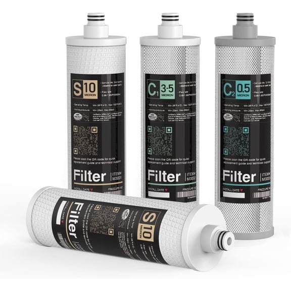 Frizzlife M3005 Replacement Filter Cartridge Set (4 Pack) for SK99 and SP99 Under Sink Water Filter System