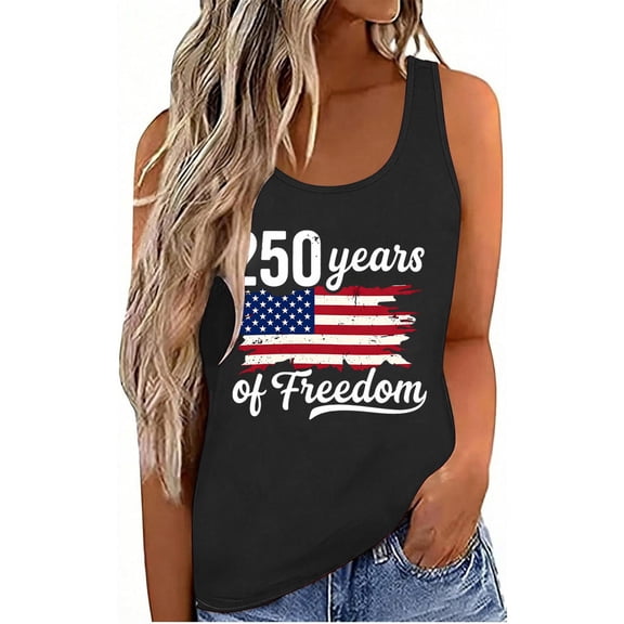 250th Anniversary USA Tank Tops Women - 250 Years of Freedom | We the People USA Flag Tanks Vest, Patriotic Racerback Tank for 4th of July
