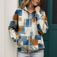 thumbnail image 2 of PFWOWB Plaid Hooded Jacket for Women Zip Up Sweatshirt Long Sleeve with Side Pockets, 2 of 4